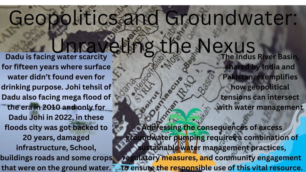 Geopolitics on River water Excess Pumping of Groundwater Results to Salination?