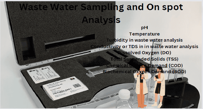 On-spot analysis of WasteWater for Physical and Chemical parameters as environmental industrial management Wastewater Sampling and On-Spot Analysis